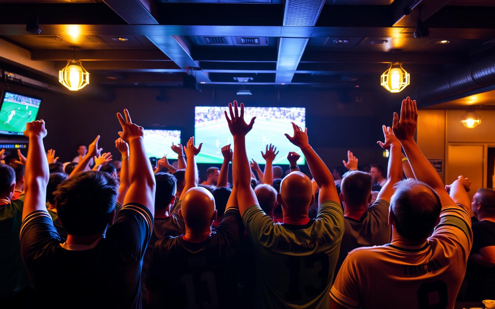Soccer fans cheering